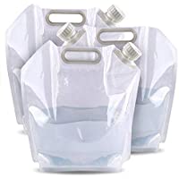 3 Bidon de Agua Plástico- 5-Litros- Trasparente - Portátil- Plegable- Resistente y Sin BPA - Contenedores Almacenamiento…